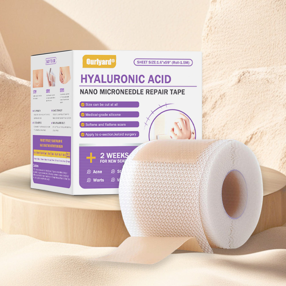 ✅Official Store |Ourlyard® Hyaluronic Acid Nano Microneedle Repair Tape🦘🏥(Treatment of old and new scars, reduction of surgical scars, stretch marks, keloids, acne, burns, warts, dermatomes and varicose veins)