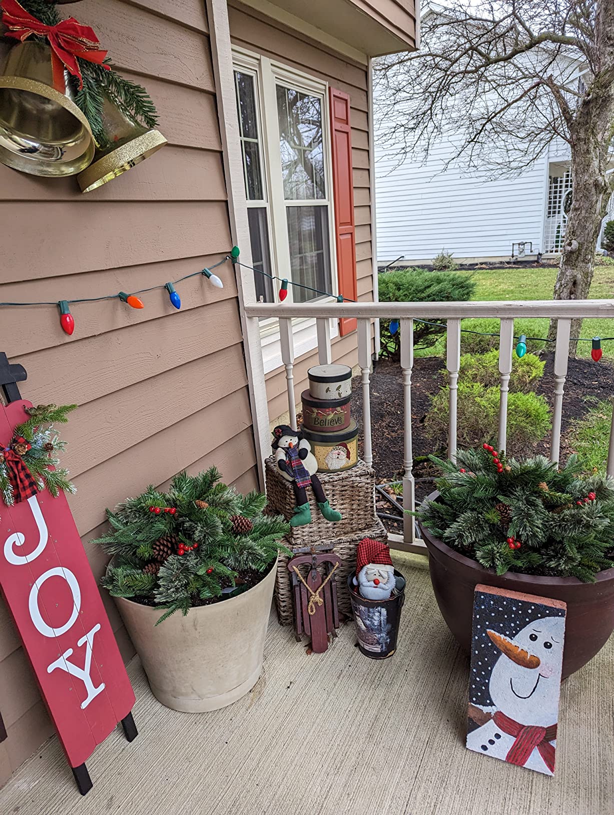 💥LAST DAY SALE 50% OFF🎄Pre-lit Artificial Christmas Tree Urn Filler ▶︎ Weatherproof sparkle for entryways and patios